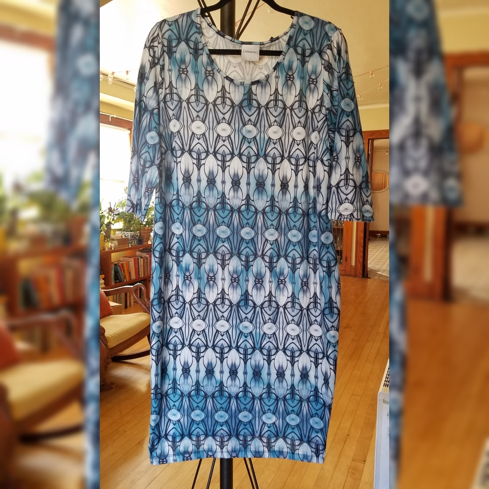 Junarose Blue Mirror Print Bodycon Midi Dress